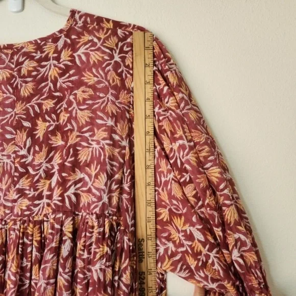 Daughters of India Women Kyra Midi Dress XL Floral Print Baloon Sleeve Bohemian - Picture 14 of 15